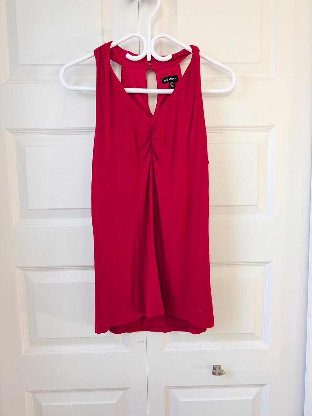 le chateau Pink Fuchsia Sleeveless Gathered Front Tank